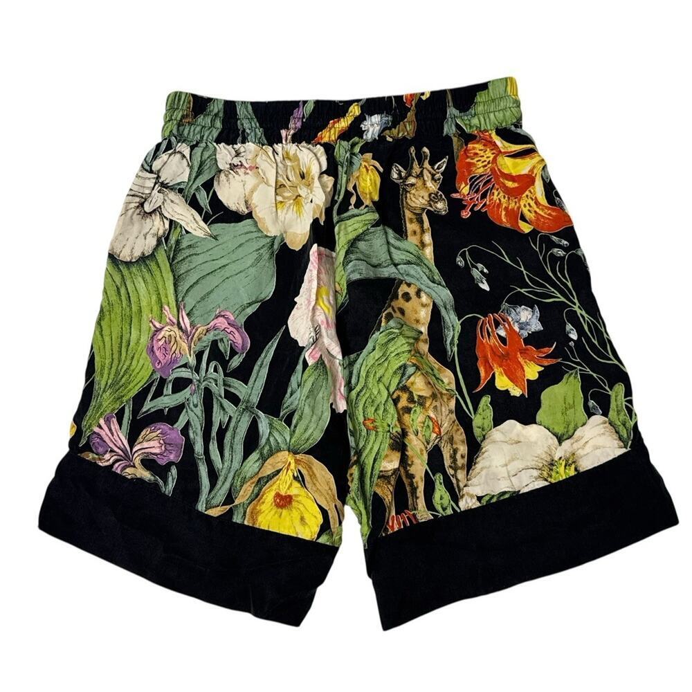 NILUU Monroe Alyx Bermuda Vegan Silk Shorts Giraffe Jungle Tropical Floral Sz S - Picture 6 of 8